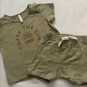 Rylee + Cru Like New Chase the Sun Olive Green T-Shirt and Shorts Set